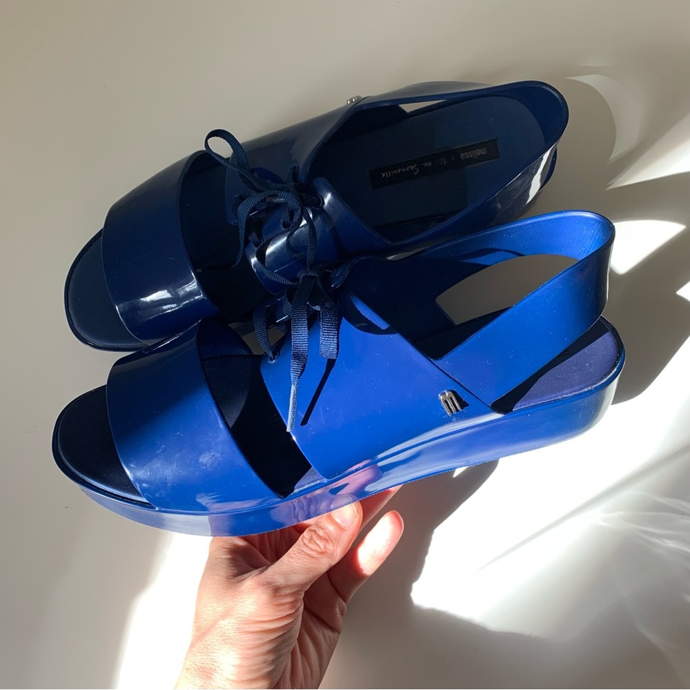 Melissa Blue Platform Lace Up Sandals